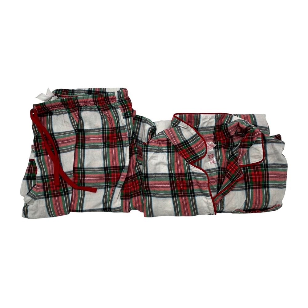 Wondershop Target Women Red Green White Plaid Pajama Set Large L 2 Piece Holiday